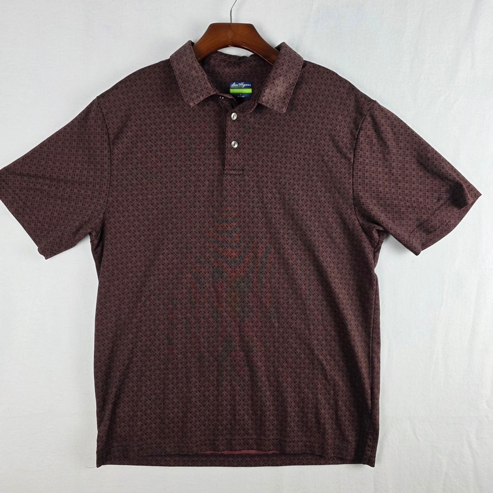Ben Hogan Men's Maroon Recycled Performance Geometric Polo Shirt Size L